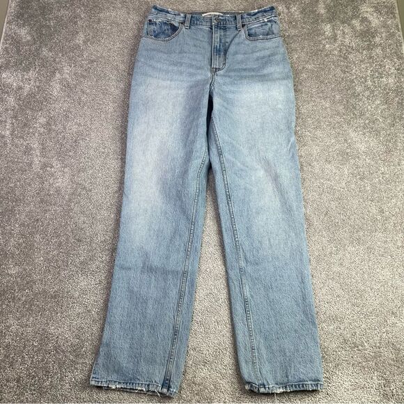 Abercrombie & Fitch Jeans Women's 30 Blue 90's Straight High Rise Split Leg - Picture 1 of 12